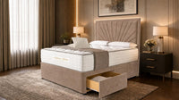 Naples Mink - Aurelia Luxury Sunburst Divan Bed – Designer Upholstered Bed Frame