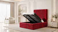 Crushed Velvet Red - Dorchester Wraparound Luxury Channelled Ottoman Storage Bed
