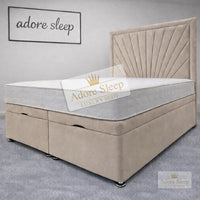 Plush Velvet Beige - Aurelia Regent Luxury Upholstered Ottoman Divan Bed Frame with Storage
