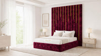 Crushed Velvet Aubergine - Alisha Gold Strip Grandline Luxury Floor-Standing Ottoman Storage Bed
