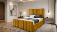 Plush Velvet Mustard Gold - Valentina Linear Luxury Upholstered Bed Frame