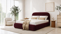 Plush Velvet Maroon - Ellington Curve Luxury Upholstered Ottoman Storage Bed