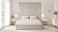 Crushed Velvet Champagne - Grosvenor Grand Channel Luxury Ottoman Storage Bed