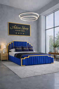 Naples Blue - Imperial Elan Luxury Art Deco Upholstered Bed Frame