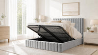 Naples Silver - Carlton Channel Luxury Ottoman Storage Bed