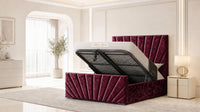 Crushed Velvet Aubergine - Riviera Fan Luxury Sculpted Ottoman Storage Bed