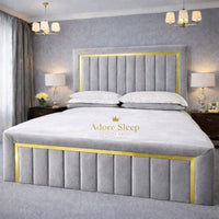 Plush Velvet Silver - Aurelia Grand Luxe Panelled Upholstered Bed Frame | Luxury Statement Bed