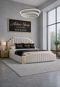 Plush Velvet Silver - Imperial Elan Luxury Art Deco Upholstered Bed Frame
