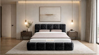 Crushed Velvet Black - Aurelius Cloud Luxury Upholstered Ottoman Storage Bed