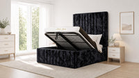 Crushed Velvet Black - Knightsbridge Imperial Luxury Panelled Ottoman Storage Bed