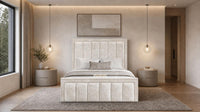 Crushed Velvet Cream - Belgravia Regent Luxury Panelled Ottoman Storage Bed