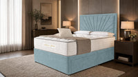 Plush Velvet Duck Egg - Aurelia Luxury Sunburst Divan Bed – Designer Upholstered Bed Frame