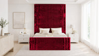 Crushed Velvet Red - Mayfair Grand Fluted Luxury Upholstered Bed Frame