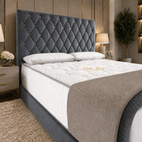 Naples Charcoal - Regency Diamond Luxury Divan Bed – Deep Button-Tufted Headboard with Premium Upholstered Frame & Storage