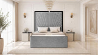 Naples Silver - Gatsby Sunray Luxury Art Deco Upholstered Bed Frame