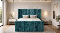 Crushed Velvet Teal - Kensington Fluted Luxury Ottoman Storage Bed