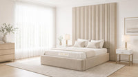 Plush Velvet Beige - Grosvenor Grand Channel Luxury Ottoman Storage Bed
