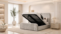 Crushed Velvet Champagne - Beaumont Arc Luxury Ribbed Ottoman Storage Bed