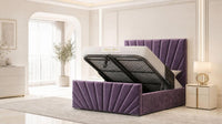 Naples Purple - Riviera Fan Luxury Sculpted Ottoman Storage Bed