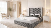 Plush Velvet Grey - Claridge Chesterfield Luxury Deep-Button Ottoman Storage Bed