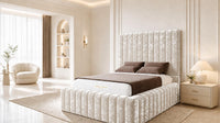 Crushed Velvet Cream - Dorchester Wraparound Luxury Channelled Ottoman Storage Bed