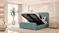 Plush Velvet Duck Egg - Beaumont Arc Luxury Ribbed Ottoman Storage Bed