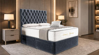Naples Charcoal - Regency Diamond Luxury Divan Bed – Deep Button-Tufted Headboard with Premium Upholstered Frame & Storage