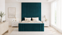 Plush Velvet Teal - Mayfair Grand Fluted Luxury Upholstered Bed Frame