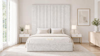 Crushed Velvet White - Grosvenor Grand Channel Luxury Ottoman Storage Bed