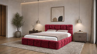 Crushed Velvet Red - Aurelius Cloud Luxury Upholstered Ottoman Storage Bed