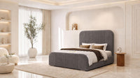Naples Slate Grey - Beaumont Arc Luxury Ribbed Ottoman Storage Bed