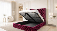 Crushed Velvet Aubergine - Claridge Chesterfield Luxury Deep-Button Ottoman Storage Bed