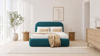 Plush Velvet Teal - Ellington Curve Luxury Upholstered Ottoman Storage Bed