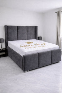 Plush Velvet Steel - Aurelia Grand Luxe Upholstered Bed Frame