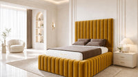 Plush Velvet Mustard Gold - Dorchester Wraparound Luxury Channelled Ottoman Storage Bed