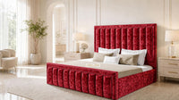 Crushed Velvet Red - Buckingham Tailored Luxury Panelled Ottoman Storage Bed