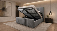Plush Velvet Grey - Belgravia Luxury Ottoman Storage Bed – Premium Upholstered Gas Lift Bed Frame
