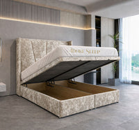 Crushed Velvet Cream - Valençay Flared Sunburst Wingback Bed | Luxury Divan Ottoman Upholstered Bed Frame