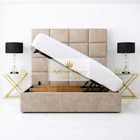 Naples Sand - Kensington Royale Luxury Ottoman Divan Storage Bed Frame – Premium Panelled Headboard