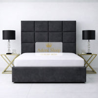 Naples Charcoal - Kensington Royale Luxury Ottoman Divan Storage Bed Frame – Premium Panelled Headboard