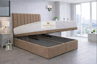 Naples Mink - Regency Lined Panel Luxury Solid Ottoman Storage Bed Frame