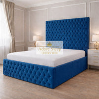 Naples Blue - Sovereign Élan Luxury Upholstered Bed – Deep Button-Tufted Headboard & Padded Statement Frame