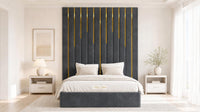 Naples Charcoal - Alisha Gold Strip Grandline Luxury Floor-Standing Ottoman Storage Bed