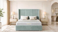 Plush Velvet Duck Egg - Harrogate Gallery Luxury Winged Upholstered Bed Frame