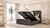 Naples Slate Grey - Beaumont Arc Luxury Ribbed Ottoman Storage Bed