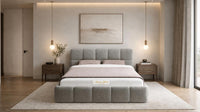 Plush Velvet Steel - Aurelius Cloud Luxury Upholstered Ottoman Storage Bed