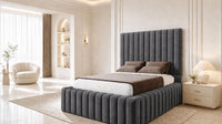 Naples Slate Grey - Dorchester Wraparound Luxury Channelled Ottoman Storage Bed