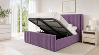 Naples Purple - Savoy Ribbed Luxury Ottoman Storage Bed