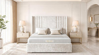 Crushed Velvet White - Harrogate Gallery Luxury Winged Upholstered Bed Frame