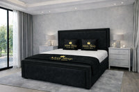 Naples Charcoal - Astoria Luxe Luxury Upholstered Bed Frame – Premium Panelled Headboard & Footboard